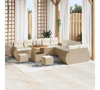 Bucmath Ensemble de canapé de jardin avec coussins, 13 pièces, beige et crème, poly rotin, acier thermolaqué, pour terrasse et jardin, meubles d'extérieur
