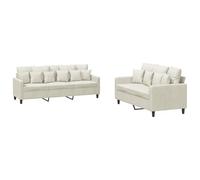 Bucmath Ensemble de canapés 2 pièces en Velours crème avec Coussins 8 Grands 10 Petits, Structure métal et contreplaqué, Dimensions 138x77x80 cm et 198x77x80 cm pour Salon séjour Moderne