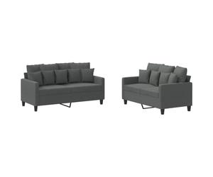 Bucmath Ensemble de canapés 2 pièces Gris foncé en Tissu Polyester avec 7 Grands et 9 Petits Coussins Confortable pour Salon séjour Bureau Chambre Style scandinave Moderne