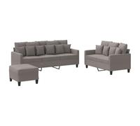 Bucmath Ensemble de canapés 3 pièces en Tissu Taupe avec Coussins, Banquette méridienne et Repose-Pieds, canapé Convertible modulable pour Salon séjour Chambre, Style scandinave Moderne Confortable