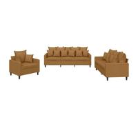 Bucmath Ensemble de canapés 3 pièces en Velours Marron avec 9 Grands Coussins et 12 Petits Coussins, Structure Robuste en métal et contreplaqué, Dimensions variées