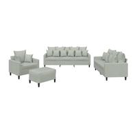 Bucmath Ensemble de canapés 4 pièces en Velours Gris Clair avec 9 Grands Coussins et 12 Petits Coussins, Structure Robuste en métal et contreplaqué, Dimensions variées