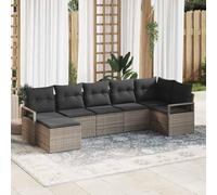 Bucmath Ensemble de canapés 7 pcs Gris polyrotin avec Pouf modulable Set mobilier de Jardin extérieur fauteuils Patio idéal terrasse Printemps été Confort Durable