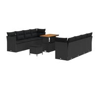 Bucmath Ensemble de canapés de jardin 11 pièces en rotin synthétique modulable résistant aux UV avec coussins Table réglable en hauteur pour terrasse, jardin, printemps et été