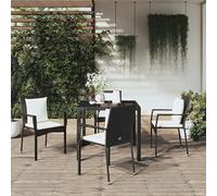 Bucmath Ensemble de Jardin 5 pièces Coussins Noir en résine tressée Chaise et Table de Patio avec Verre trempé idéal pour mobilier extérieur Balcon Repas Convivial