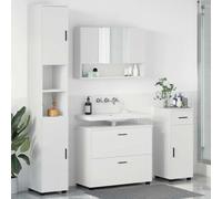 Bucmath Ensemble de meubles de salle de bain 4 pièces en contreplaqué et métal flottant avec espace de rangement pour petite salle de bain