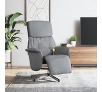 Bucmath Fauteuil de massage, en tissu gris clair, fauteuil relaxant avec repose-pieds, massage vibrant à 6 points, pivotant à 360°, dossier réglable, canapé de salon confortable pour salon, chambre à