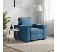 Bucmath Fauteuil en velours bleu, largeur d'assise : 60 cm, canapé de salon confortable, construction robuste en bois et métal, utilisation polyvalente, fauteuil rembourré doux pour la détente