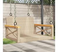 Bucmath Fauteuil suspendu beige 63 x 62 x 40 cm en polyrotin résistant aux UV et aux intempéries pour jardin, terrasse, véranda, charge maximale : 110 kg par siège