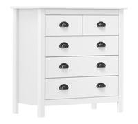 Bucmath Hill - Buffet blanc - 79 x 40 x 80 cm - En pin massif - Avec 5 tiroirs - Espace de rangement pour cuisine et salon