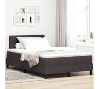 Bucmath Lit à Ressorts avec Matelas, Marron Foncé, 120 x 200 cm, Tissu Rembourré, Cadre Robuste en Bois d'Ingénierie, Tête de Lit Réglable, Confort Optimal pour Chambre