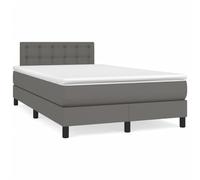Bucmath Lit à sommier tapissier avec matelas gris, 120 x 190 cm, cuir synthétique, tête de lit réglable en hauteur, matelas à ressorts ensachés, confort de couchage moyennement ferme pour un sommeil