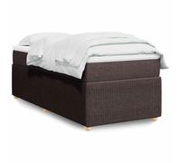 Bucmath Lit à sommier tapissier avec matelas, marron foncé, 90 x 200 cm, housse en tissu, ressorts ensachés, surmatelas, kit complet pour un sommeil réparateur, meubles de chambre à coucher