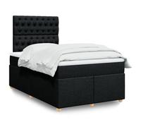 Bucmath Lit à sommier tapissier avec matelas, noir, 120 x 190 cm, housse en tissu, éclairage LED, tête de lit réglable en hauteur, pour chambre à coucher