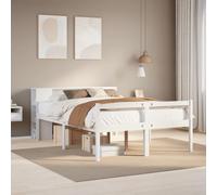 Bucmath Lit Bibliothèque Blanc 140x190 cm, Cadre de Lit en Bois de Pin Massif avec Rangement, Sommier à Lattes, Meuble de Chambre Robuste et Durable