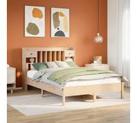 Bucmath Lit bibliothèque en Bois de pin Massif 135x190 cm, Cadre de lit avec sommier à Lattes, têtes de lit avec Rangement intégré, idéal pour Chambre à Coucher, mobilier Durable