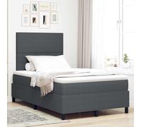 Bucmath Lit Box Spring Gris Foncé et Blanc, 120x190 cm, Cadre en Bois d'Ingénierie, Tête de Lit Réglable, Matelas à Ressorts Ensachés pour Chambre, Meuble de Chambre Confortable