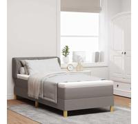 Bucmath Lit Box Spring Taupe 90x200 cm avec Matelas à Ressorts Ensachés, Cadre en Bois Massif, Tête de Lit Réglable, Meuble de Chambre Élégant et Durable