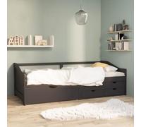 Bucmath Lit de jour 3 places en bois de pin gris 90 x 200 cm avec 5 tiroirs multifonctionnel cadre de lit robuste pour chambre à coucher et chambre d'amis