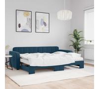 Bucmath Lit de Jour avec Lit Gigogne, Matelas Bleu 80x200 cm, Velours Doux, Cadre Robuste, Meuble Chambre Salon, Lit d'Appoint Polyvalent