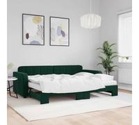 Bucmath Lit de jour extensible avec matelas, vert foncé, 80 x 200 cm, velours, canapé-lit pour invités, cadre de lit robuste, meuble pour chambre à coucher