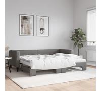 Bucmath Lit de Jour gigogne 80x200 cm, Gris foncé, Tissu Polyester, Cadre en Bois et métal, avec Deux Matelas en Mousse Confortables, pour Chambre ou Salon