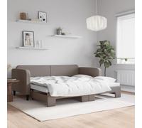 Bucmath Lit de Jour Gigogne Taupe 90x200 cm, Cadre de Lit Robuste en Tissu Durable, Idéal pour Chambre d'amis, Meuble Polyvalent pour Gagner de l'espace