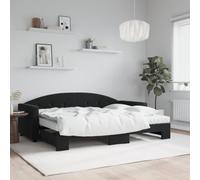 Bucmath Lit de Jour Noir 80x200 cm Velours avec Lit Gigogne, Cadre Robuste en Bois et Métal, Deux Matelas en Mousse Confortables, Meuble de Chambre Polyvalent