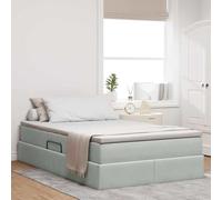 Bucmath Lit de rangement, avec matelas, gris clair, 120 x 200 cm, en velours, élévateur hydraulique, cadre en métal, lit de rangement pour chambre à coucher, design moderne