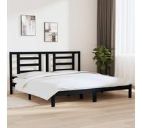 Bucmath Lit en bois de pin massif noir 200 x 200 cm, cadre de lit robuste avec tête de lit, lit plate-forme moderne pour chambre à coucher, meuble durable, 205,5 x 205,5 x 31 cm