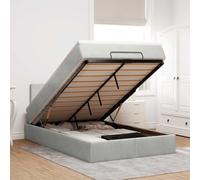 Bucmath Lit ottoman avec matelas gris clair, 120 x 190 cm, lit capitonné en velours, matelas à ressorts ensachés, espace de rangement et tête de lit, meuble de chambre à coucher