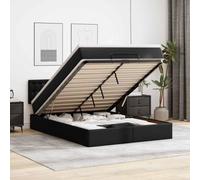 Bucmath Lit ottoman avec matelas, noir, 140 x 190 cm, en cuir synthétique, espace de rangement, mécanisme de levage hydraulique, meubles de chambre à coucher, pour des nuits reposantes