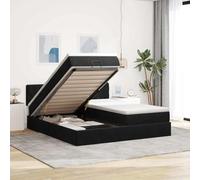 Bucmath Lit ottoman avec matelas noir, 200 x 200 cm, en velours, lit capitonné avec espace de rangement, matelas à ressorts ensachés, 2 sur-matelas, meubles de chambre à coucher