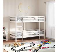 Bucmath Lit Superposé en Bois de Pin Massif Blanc 80x200 cm, Cadre Robuste avec Échelle et Garde-Corps, Idéal pour Chambre d'enfant ou Adulte