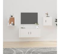 Bucmath Lot de 2 armoires murales en bois flottantes - Design moderne - Rangement multimédia polyvalent pour salon, chambre à coucher - Blanc - 40 x 34,5 x 40 cm