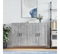 Bucmath Lot de 2 armoires murales, en bois gris béton, 69,5 x 34 x 90 cm, armoires suspendues robustes avec beaucoup d'espace de rangement, polyvalentes, pour cuisine et salon