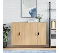 Bucmath Lot de 2 armoires murales, en chêne Sonoma, 69,5 x 34 x 90 cm, en bois dérivé, multi-usages, avec portes, espace de rangement pour cuisine, salon