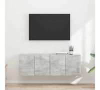 Bucmath Lot de 2 armoires murales flottantes en bois - Gris béton - 59,5 x 31 x 40 cm - Pour salon, chambre à coucher, accessoires multimédias, centre de divertissement moderne