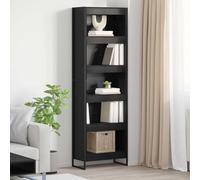 Bucmath Lot de 2 bibliothèques industrielles aspect chêne noir, 80 x 30 x 155 cm, étagère industrielle avec 6 compartiments, pour salon, bureau, chambre à coucher, étagère de rangement robuste