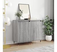 Bucmath Lot de 2 buffets en bois avec pieds en métal - 40 x 35 x 70 cm - Gris Sonoma - Espace de rangement polyvalent pour salon, cuisine, couloir