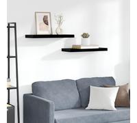 Bucmath Lot de 2 étagères flottantes en MDF - Noir brillant - 60 x 23,5 x 3,8 cm - Support invisible pour livres, décoration, étagères flottantes pour mur