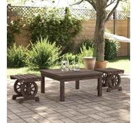 Bucmath Lot de 2 repose-pieds de jardin en bois de sapin massif, 40 x 36,5 x 38,5 cm, aspect brûlé, polyvalent, utilisable comme chaise d'extérieur ou table d'appoint, pour balcon et terrasse