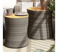 Bucmath Lot de 2 tables d'appoint extensibles et résistantes aux intempéries avec plateau en bois, stable, robuste, peu encombrante, pour terrasse, balcon, jardin, camping et véranda