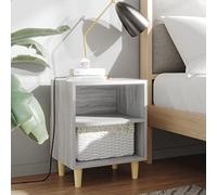 Bucmath Lot de 2 tables de chevet avec pieds en bois massif d'eucalyptus - Gris Sonoma - 40 x 30 x 50 cm - Design scandinave - Espace de rangement polyvalent pour chambre à coucher et salon