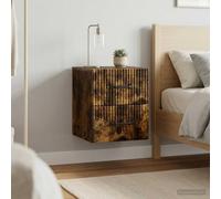 Bucmath Lot de 2 Tables de Chevet murales chêne fumé, Bois d ingénierie, 34,5 x 33 x 40 cm, tiroirs et étagère pour Rangement Nuit, Support Lampe, Chambre, Bureau