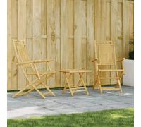 Bucmath Lot de 3 meubles de bistrot en bambou pliables pour jardin, balcon et terrasse, meubles d'extérieur naturels, robustes, avec 2 chaises et table, imperméable, idéal pour les petits espaces