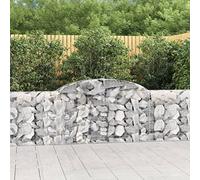 Bucmath Lot de 5 gabions avec arche haute, 300 x 30 x 80/100 cm, en fer galvanisé, construction robuste pour le jardin et l'aménagement paysager, insonorisant, matériau durable, remplissage facile