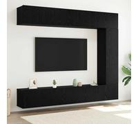 Bucmath Lot de 5 meubles TV en bois aspect chêne noir, montage mural, design moderne, 100 x 30 x 30 cm, pour salon, centre de divertissement