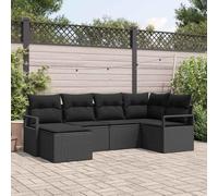 Bucmath Lot de 6 canapés avec coussins en poly rotin noir modulaire résistant aux UV et aux intempéries avec compartiments de rangement, pour jardin et terrasse, durable