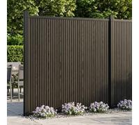 Bucmath Lot de 8 panneaux de clôture en aluminium WPC noir - Protection visuelle - Pour jardin, terrasse, balcon - 1405 x 186,5 cm - Résistant aux intempéries - Montage facile